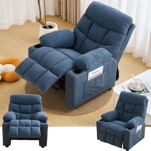 オーエスジェイ(OSJ)1人用ソファーリクライニングチェアリクライニングソファー1人掛け腰痛疲れないソファーベッド一人用女性に140°ブルー