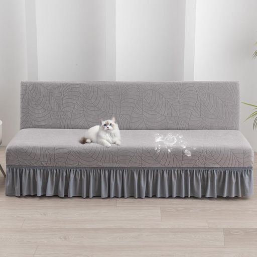 ソファーカバー肘なし葉紋様撥水加工2-3人掛け可愛いフリル付きソファーベッドカバーストレッチ北欧ズレないおしゃれソファー保護カバーリビングフィット感伸縮肌触り滑り止め柔らか…