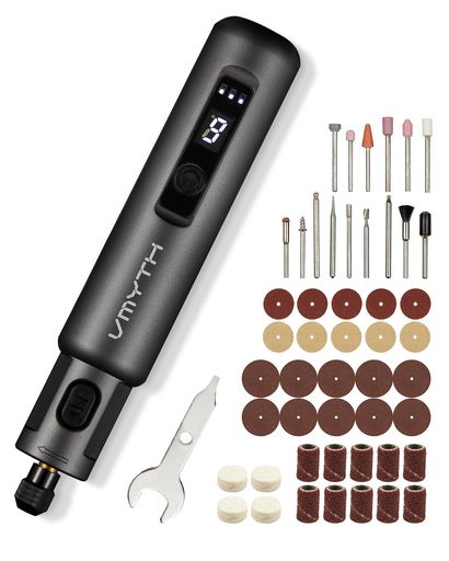 VMYTHiPenE13.7Vワイヤレス電動彫刻ペンセット、ミニ回転工具には52種類のアクセサリーが含まれ、6段階..