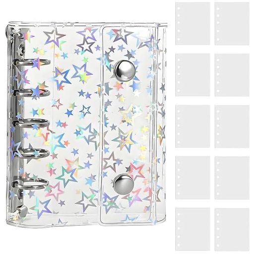 シール帳m5星柄クリア手帳型バインダーシール帳透明星模様ポケットリフィル10枚付カード収納プリクラ整理小物整理オリジナルデコレーションDIY持ち運び便利ギフト