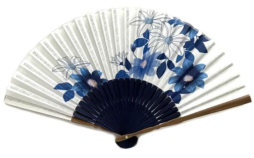 [花かんざし]扇子レディース鉄線扇子セットせんす入れ付き女性用婦人用白藍色紺色21cm[1061鉄線]