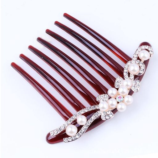 EZPEACHラインストーンヘアコームパールDE夜会巻きコームらくちんかんたんヘアアレンジ初心者の方にお..