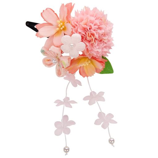[OTAKUMARKET]髪飾り浴衣七五三成人式髪飾り女の子花袴着物振袖和装卒業式結婚式髪留め子供かんざし和風高級造花ヘアアクセサリー3タイプ3カラー(Bタイプ単品ピンク)