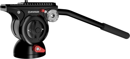 IFOOTAGEビデオ雲台、アルミ合金三脚用流体雲台、アルミ製フルードドラッグパン雲台、クイックリリース..