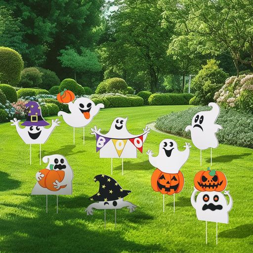 METBOUハロウィン飾り屋外8枚セットハロウィン装飾庭置物おばけハロウィーン装飾ガーティーマーカーハロウィングッズ飾りゴーストハロウィンカボチャデコレーションカラフルプラスチ…