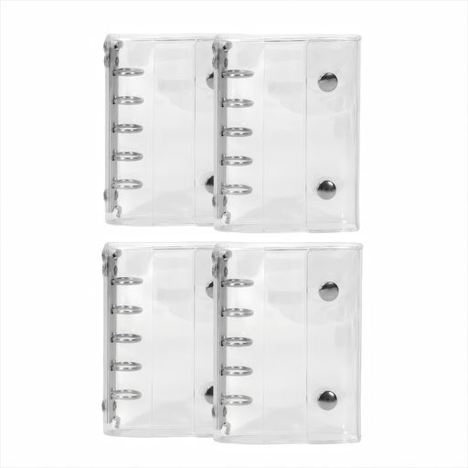 透明シール帳4冊セットバインダー式30枚リフィル付きクリアタイプ・選べる4色シールやプリクラの整理に最適ギフトにもぴったりなかわいい手帳型収納((シルバー*4)...