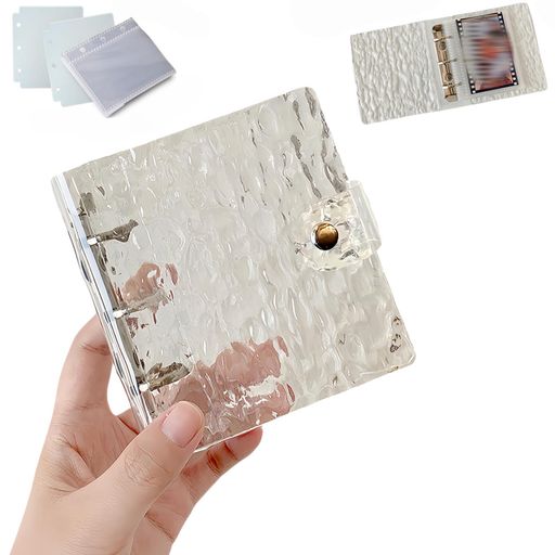 シール帳透明カードホルダーA8サイズレフィル20枚はがせるカードファイル水波模様かわいい女の子手帳ト..