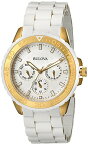 腕時計 ブローバ レディース 98N102 Bulova Women's 98N102 White Rubber Wrapped Stainless-Steel Bracelet Watch腕時計 ブローバ レディース 98N102