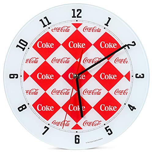 壁掛け時計 インテリア インテリア 海外モデル アメリカ Mark Feldstein & Associates Coca Cola Diamond Pattern Red and White 12 inch Glass Round Wall Clock壁掛け時計 インテリア インテリア 海外モデル アメリカ