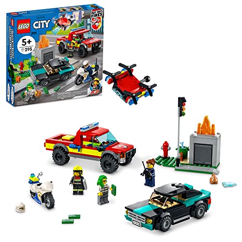 レゴ シティ LEGO City Fire Rescue Police Chase Building Set 60319 - Kid 039 s Fire Police Build, Featuring 3 Minifigures, Emergency Truck, Patrol Car, Motorcycle Toys, Gifts for Boys and Girls Age 5 Years Oldレゴ シティ