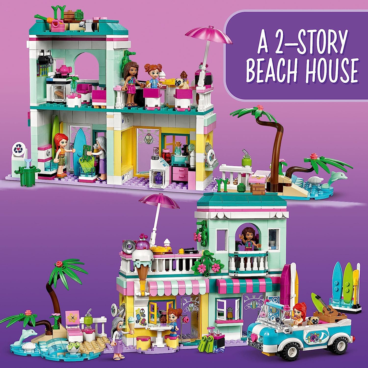 レゴ フレンズ 【送料無料】LEGO 41693 Friends Surfer Beachfront Beach House Building Set with Car Toy, Ice Cream Shop and Mia and Andrea Mini Dollsレゴ フレンズ