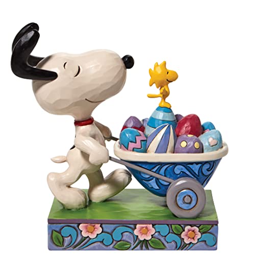 エネスコ Enesco 置物 インテリア 海外モデル アメリカ Enesco Jim Shore Peanuts Snoopy and Woodstock Easter Wheelbarrow Figurine, 5.75 Inch, Multicolorエネスコ Enesco 置物 インテリア 海外モデル アメリカ