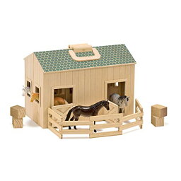 メリッサ&ダグ おもちゃ おままごと ごっこ遊び Melissa & Doug Melissa & Doug Fold and Go Wooden Horse Stable Dollhouse With Handle and Toy Horses (11 pcs) - Portable Horse Barn Play Set, Toy Hメリッサ&ダグ おもちゃ おままごと ごっこ遊び Melissa & Doug