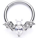 ボディキャンディー ピアス アメリカ 日本未発売 ブランド Body Candy Womens 16G Steel Hinged Segment Ring Seamless Cartilage Nipple Ring Clear Bat Nose Hoop 3/8"ボディキャンディー ピアス アメリカ 日本未発売 ブランド