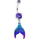 ボディキャンディー ピアス アメリカ 日本未発売 ブランド Body Candy Womens 14G Steel Navel Ring Piercing Purple Accent Mermaid Scale Tail Dangle Belly Button Ringボディキャンディー ピアス アメリカ 日本未発売 ブランド