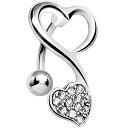 ボディキャンディー ピアス アメリカ 日本未発売 ブランド Body Candy Top Mount Clear Swirling Dual Hearts Belly Ringボディキャンディー ピアス アメリカ 日本未発売 ブランド