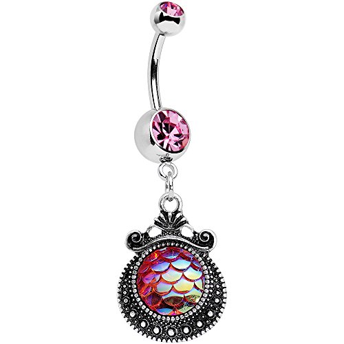 ボディキャンディー ピアス アメリカ 日本未発売 ブランド Body Candy Steel Pink Accent Iridescent Purple Mermaid Scales Dangle Belly Ringボディキャンディー ピアス アメリカ 日本未発売 ブランド