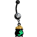 ボディキャンディー ピアス アメリカ 日本未発売 ブランド Body Candy 14G Black Anodized Steel Navel Ring Piercing Clear Accent Pot o Gold Dangle Belly Button Ringボディキャンディー ピアス アメリカ 日本未発売 ブランド