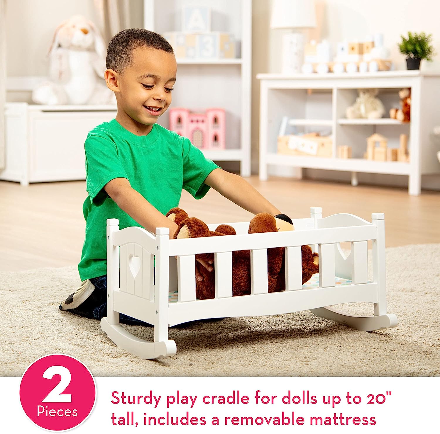 メリッサ&ダグ おもちゃ おままごと ごっこ遊び Melissa & Doug Melissa & Doug Mine to Love Wooden Play Cradle for Dolls, Stuffed Animals - Whiteメリッサ&ダグ おもちゃ おままごと ごっこ遊び Melissa & Doug 2