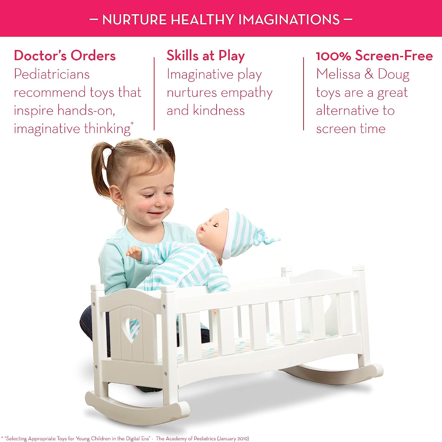 メリッサ&ダグ おもちゃ おままごと ごっこ遊び Melissa & Doug Melissa & Doug Mine to Love Wooden Play Cradle for Dolls, Stuffed Animals - Whiteメリッサ&ダグ おもちゃ おままごと ごっこ遊び Melissa & Doug 3