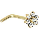 ボディキャンディー ピアス アメリカ 日本未発売 ブランド Body Candy Solid 14k Yellow Gold Clear Cubic Zirconia Flower LShaped Nose Stud Ring 18 Gaugeボディキャンディー ピアス アメリカ 日本未発売 ブランド
