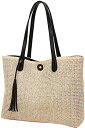 QZUnique ハンドバッグ カバン ユニーク かわいい QZUnique Straw Handbags Women's Summer Straw Bucket Tote Bag Hand Woven Handbag Tassel Shoulder Bag Purse BlackQZUnique ハンドバッグ カバン ユニーク かわいい