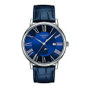 腕時計 ティソ メンズ Tissot Mens Carson Premium Gent Moonphase 316L Stainless Steel case Swiss Quartz Watch, Blue, Leather, 20 (T1224231604300)腕時計 ティソ メンズ