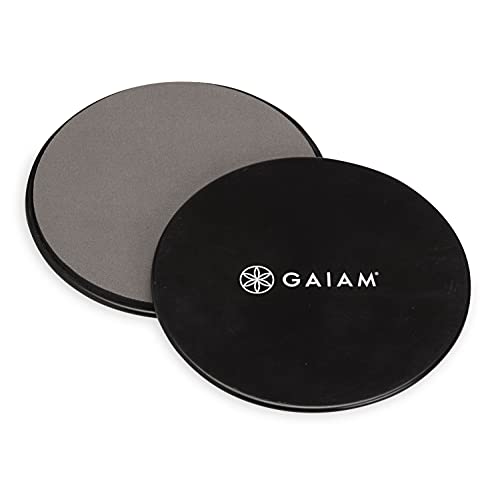 ヨガマット フィットネス Gaiam Core Sliding Discs - Dual Sided Workout Sliders for Carpet Hardwood Floor - Home Ab Pads Exercise Equipment Fitness Sliders for Women and Men, Grey/Blackヨガマット フィットネス