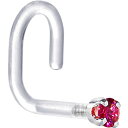 ボディキャンディー ピアス アメリカ 日本未発売 ブランド Body Candy 1/4 White Gold 1.5mm Red Cubic Zirconia Bioplast Nose Stud Ring 18 Gaugeボディキャンディー ピアス アメリカ 日本未発売 ブランド