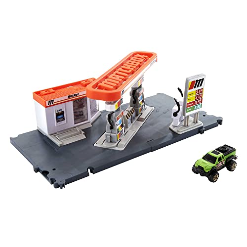 マッチボックス マテル プレイセット ミニカー MATCHBOX Matchbox Cars Playset, Action Drivers Fuel Station 1:64 Scale Toy Truck, Moveable Gas Hoses Car-Activated Featuresマッチボックス マテル プレイセット ミニカー MATCHBOX