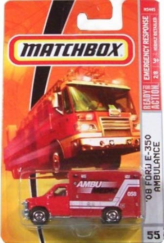 マッチボックス マテル ミニカー MATCHBOX アメリカ直輸入 Matchbox Ambulance 2009, 039 08 Ford E-350 Ambulance 55, Emergency Response 1:64 Scale Collectible Die Cast Carマッチボックス マテル ミニカー MATCHBOX アメリカ直輸入