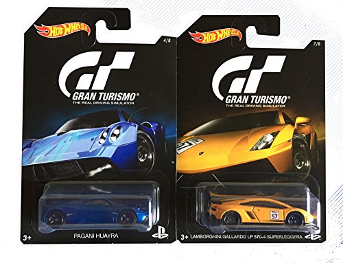 ホットウィール Hot Wheels 2台セット グランツーリスモ パガーニ・ウアイラ ブルー、ランボルギーニ・ガヤルド LP 570-4 スーパーレッジェーラ イエロー Pagani Huayra, Lamborghini ビークル ミニカー