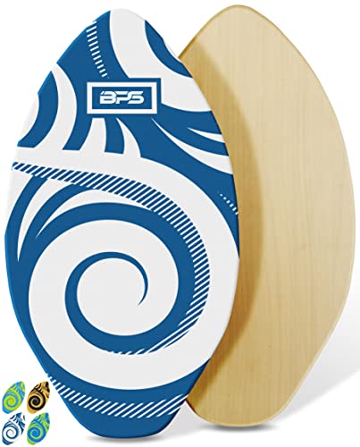 T[tB XL{[h }X|[c BPS eKoruf 40 inch Skimboards with Colored EVA Grip Pad and High Gloss Clear Coat | Wooden Skim Board with Grip Pad for Kids and Adults | Dark Blue with White AccentT[tB XL{[h }X|[c