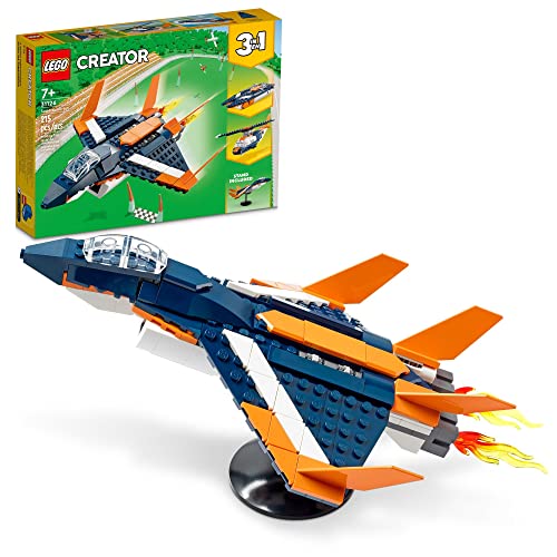 レゴ クリエイター LEGO Creator 3 in 1 Supersonic Jet Plane Toy Set, Transforms from Plane to Helicopter to Speed Boat Toy, Buildable Vehicle Models for Kids, Boys and Girls 7 Plus Years Old, 31126レゴ クリエイター