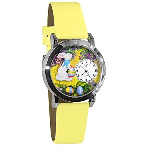 rv C܂Ȃ킢 v[g NX}X jZbNX Whimsical Gifts Easter Bunny 3D Watch | Small Silver | Unique Fun Novelty | Handmade in USA | Yellow Leather Watch Bandrv C܂Ȃ킢 v[g NX}X jZbNX