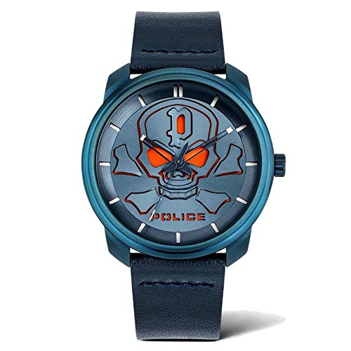 ポリス 腕時計（メンズ） 腕時計 ポリス メンズ Police Unisex-Adults Analogue Quartz Watch with Leather Strap PL15714JSBL.03, Blue, Bracelet腕時計 ポリス メンズ