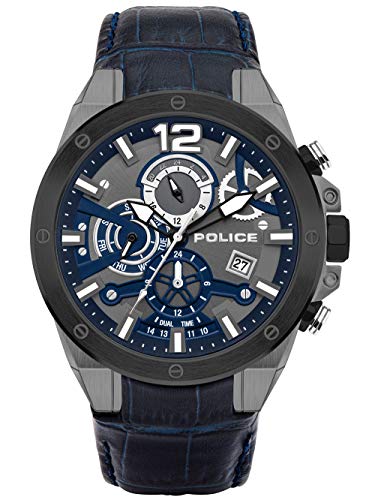 ポリス 腕時計（メンズ） 腕時計 ポリス メンズ Police Unisex Adult Analogue Quartz Watch with Leather Strap PL15711JSUB.03, Blue, One Size, Bracelet腕時計 ポリス メンズ