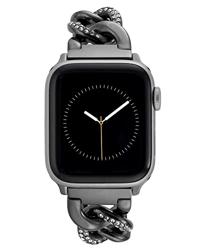 腕時計 アンクライン レディース Anne Klein Fashion Chain Bracelet for Apple Watch, Secure, Adjustable, Apple Watch Replacement Band, Fits Most Wrists (42/44/45mm, Gunmetal Gray with Crystals),WK-1019GYGY腕時計 アンクライン レディース