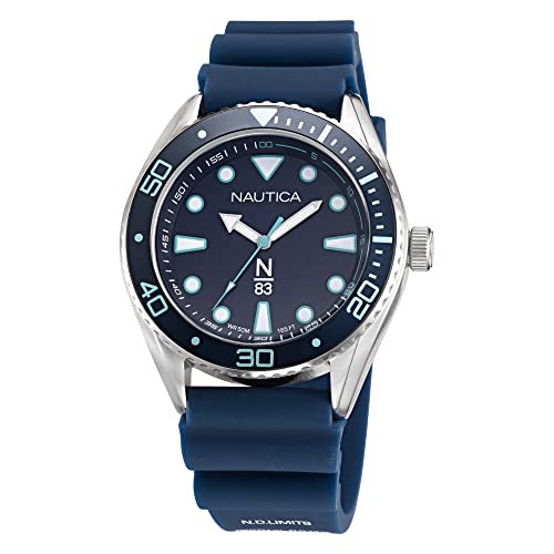 腕時計 ノーティカ メンズ Nautica N83 Men's NAPFWS219 N83 Finn World Silver-Tone/Blue/Blue Silico..
