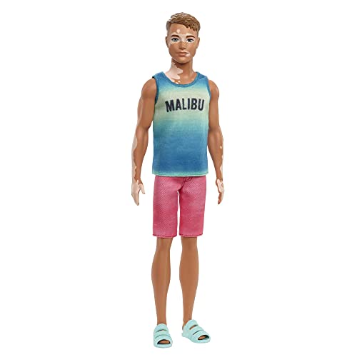 バービー バービー バービー人形 ケン Ken Barbie Fashionistas Ken Fashion Doll #192 with Brunette Cropped Hair & Vitiligo in Malibu Tank, Shorts & Sandalsバービー バービー人形 ケン Ken