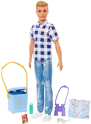 バービー バービー人形 ケン Ken Barbie It Takes Two Doll Accessories, Camping Set with Cooler, Map More, Blonde Ken Doll with Blue Eyes in Plaid Shirtバービー バービー人形 ケン Ken