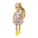 バービー バービー人形 Barbie Chelsea Doll (Blonde) Wearing Rainbow-Print Dress and Yellow Shoes, Toy for Kids Ages 3 Years Old Upバービー バービー人形