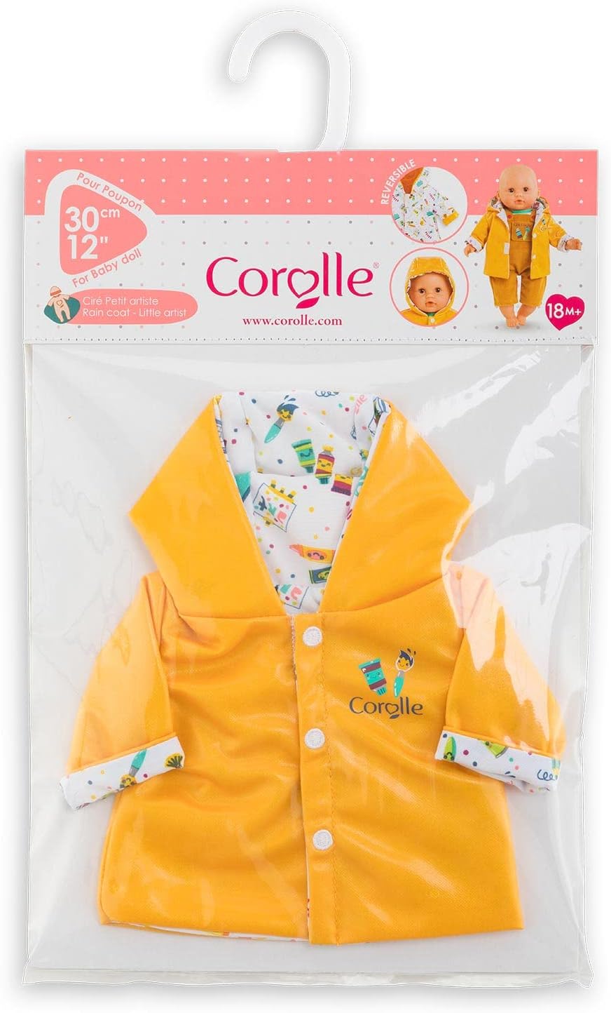 コロール 赤ちゃん 人形 ベビー人形 【送料無料】Corolle Little Artist Rain Coat Baby Doll Outfit - Premium Mon Premier Poupon Baby Doll Clothes and Accessories fit 12