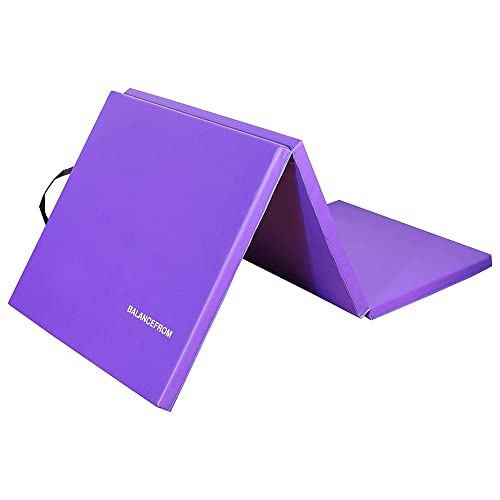 ヨガマット フィットネス BalanceFrom Three Fold Folding Exercise Mat with Carrying Handles for MMA, Gymnastics and Home Gym Protective Flooring, 1.5-Inch Thick, Purpleヨガマット フィットネス