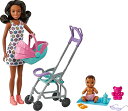 バービー バービー人形 Barbie Skipper Babysitters Inc Playset with Brunette Doll, Stroller, Baby Doll 5 Accessories, Remove Stroller Seat for Carrierバービー バービー人形