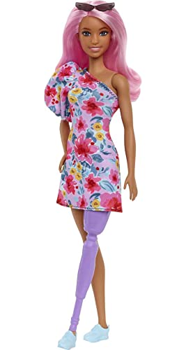 バービー バービー人形 ファッショニスタ Barbie Fashionistas Doll #189 with Prosthetic Leg, Pink Hair, Floral Dress, Sneakers & Sunglasses Accessoryバービー バービー人形 ファッショニスタ