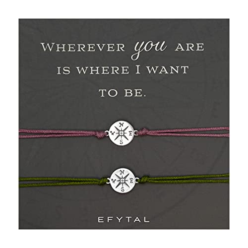 EFYTAL アクセサリー ブランド かわいい おしゃれ EFYTAL Bracelets for Couples, Compass Couple Bracelets for Boyfriend and Girlfriend, Long Distance Relationship Gifts, Promise Bracelet, Best Friend BraceleEFYTAL アクセサリー ブランド かわいい おしゃれ