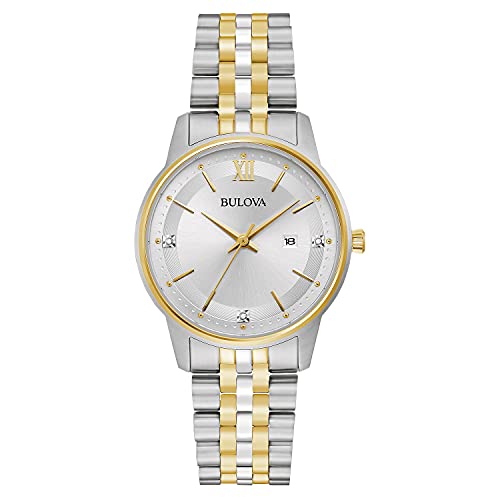 楽天angelica腕時計 ブローバ レディース Bulova Ladies' Classic Diamond Two-Tone Gold Stainless Steel 3-Hand Calendar Date Quartz Watch, Silver Dial Style: 98P197腕時計 ブローバ レディース