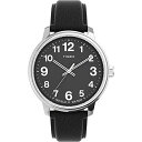 rv ^CbNX Y Timex Men's Easy Reader Bold 43mm Watch ? Silver-Tone Case Black Dial with Black Leather Straprv ^CbNX Y