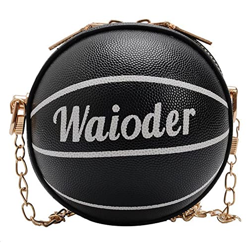 QZUnique ハンドバッグ カバン ユニーク かわいい QZUnique Basketball Crossbody Bag Mini PU Leather Purse Fashion Handbag Shoulder Bag With Chain for Women BlackQZUnique ハンドバッグ カバン ユニーク かわいい